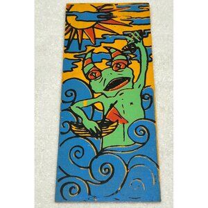 Hand-Painted Mattie Stillwell Wood 3.75” x 9” Panel Vibrant Sea Creature Signed